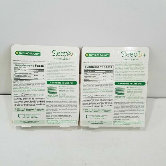 2 pack- Nature's Bounty Sleep3+ Stress Support 28Tablets ea. Exp 2/23 or better - Picture 7 of 7